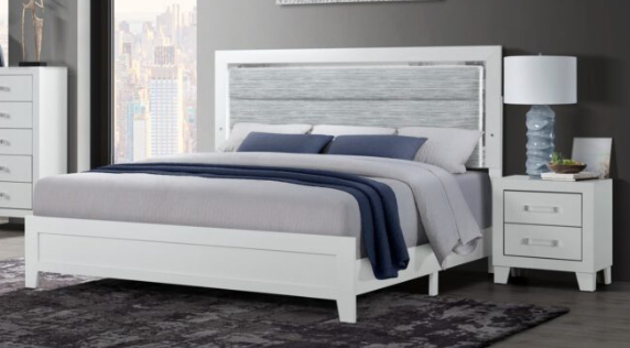 OMODA WHITE KING BED WITH LED