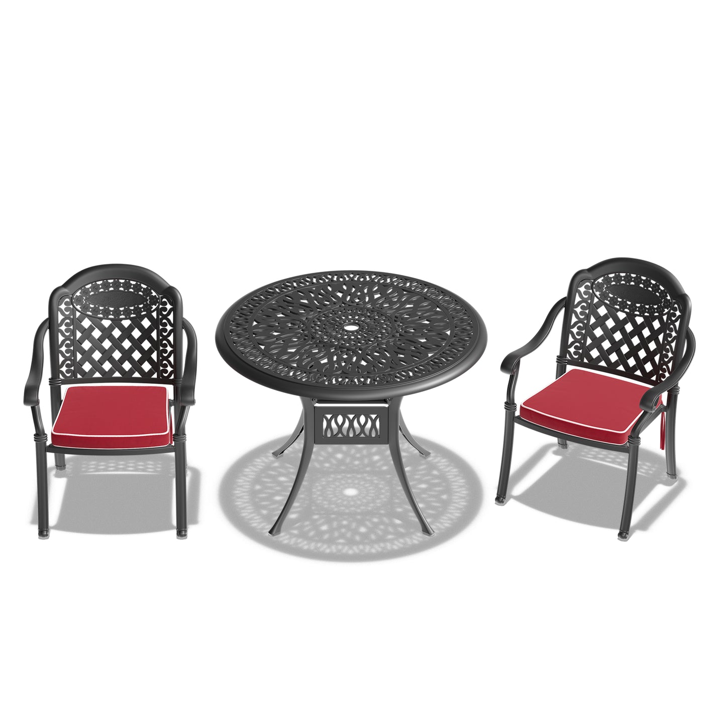 (Cushions In  Random Colors)3-Piece Set Of Cast Aluminum Patio Furniture With  Cushions