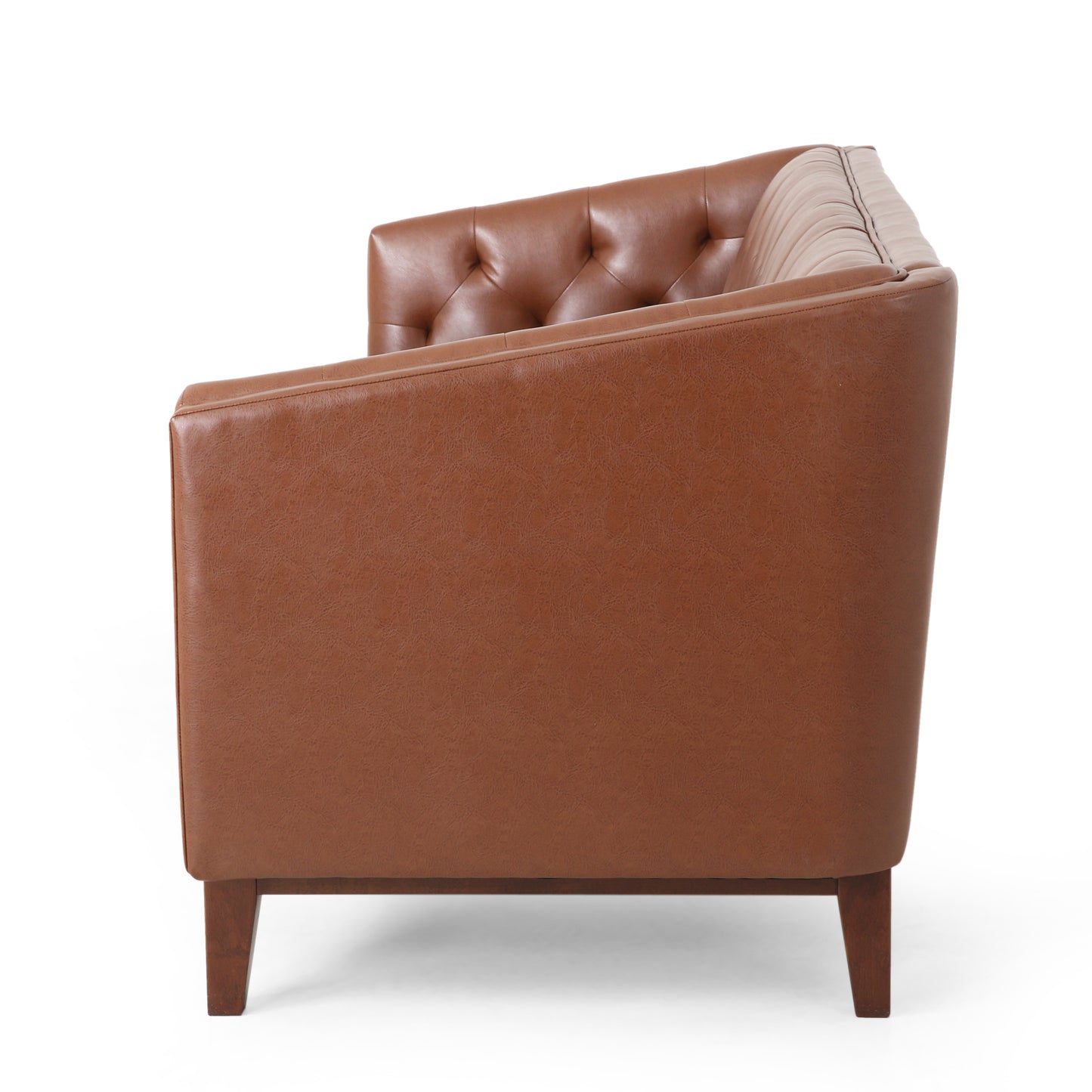 Mirod 81'' PU Sofa,Tufted Back,Solid Wood legs,Living Room and Study