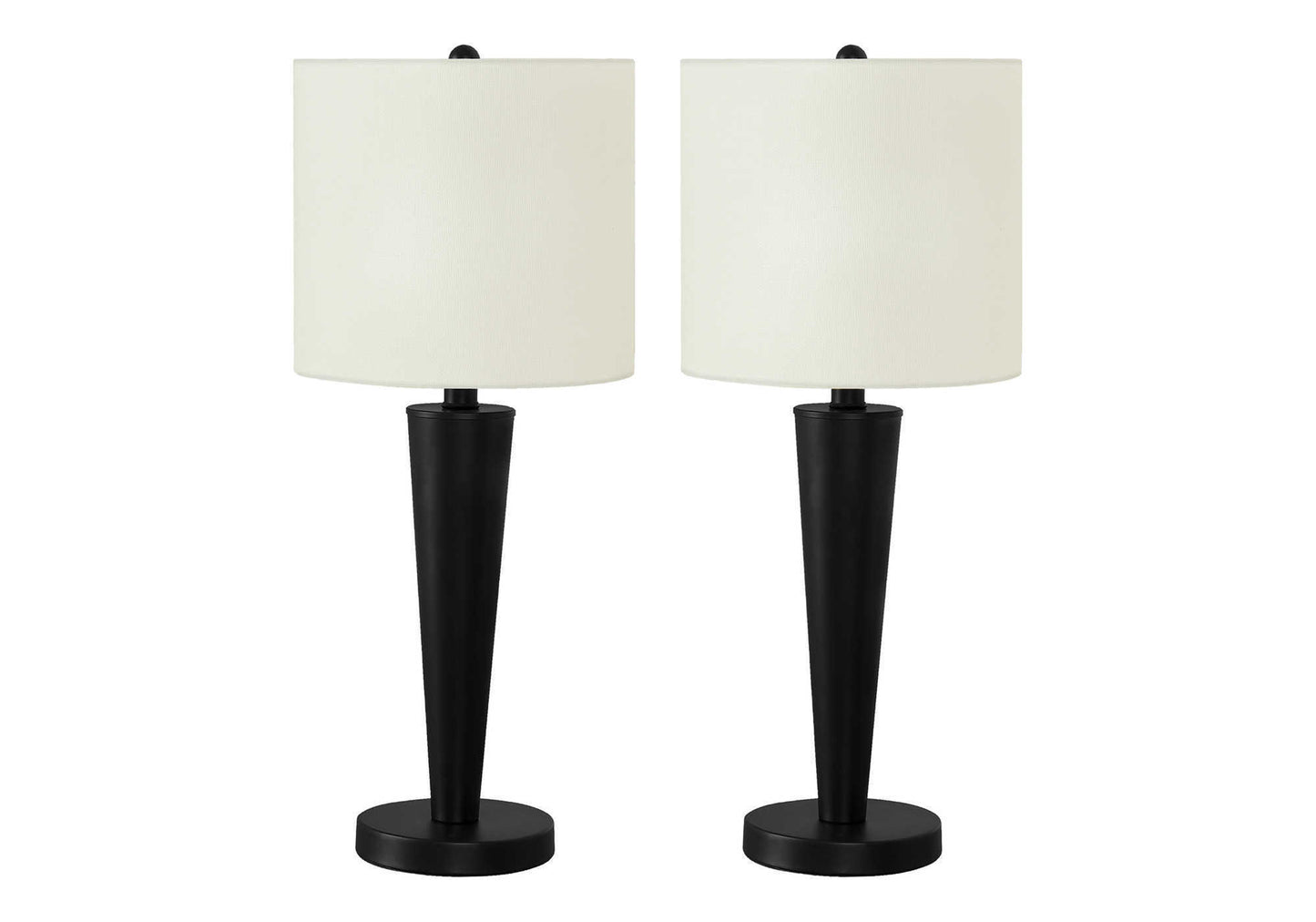 Lighting, Set Of 2, 24"h, Table Lamp, Usb Port Included, Black Metal, Ivory / Cream Shade, Contemporary