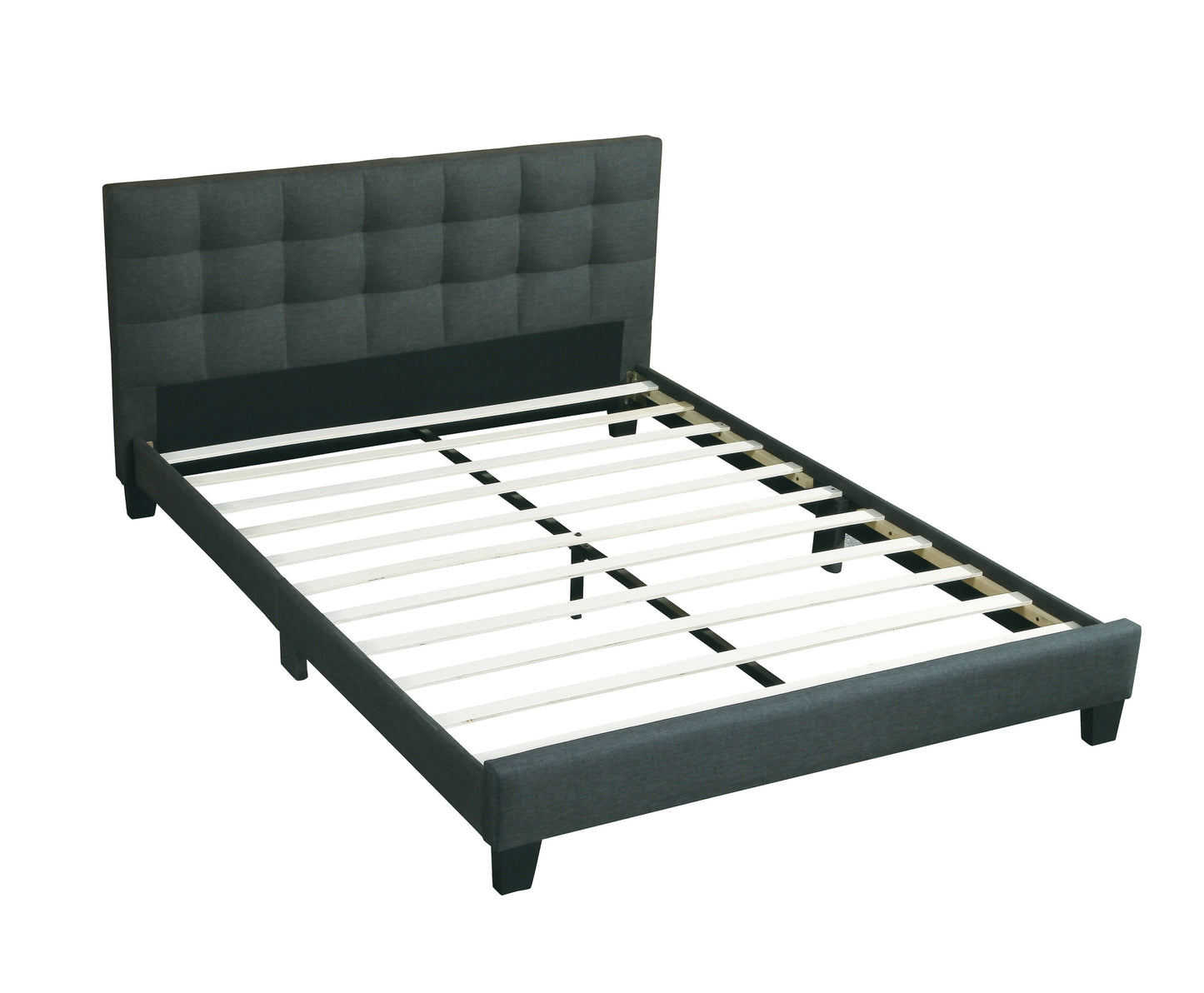 Modern 1pc Eastern king Size Bed Charcoal Polyfiber Tufted Headboard Platform Bedframe Bedroom Furniture