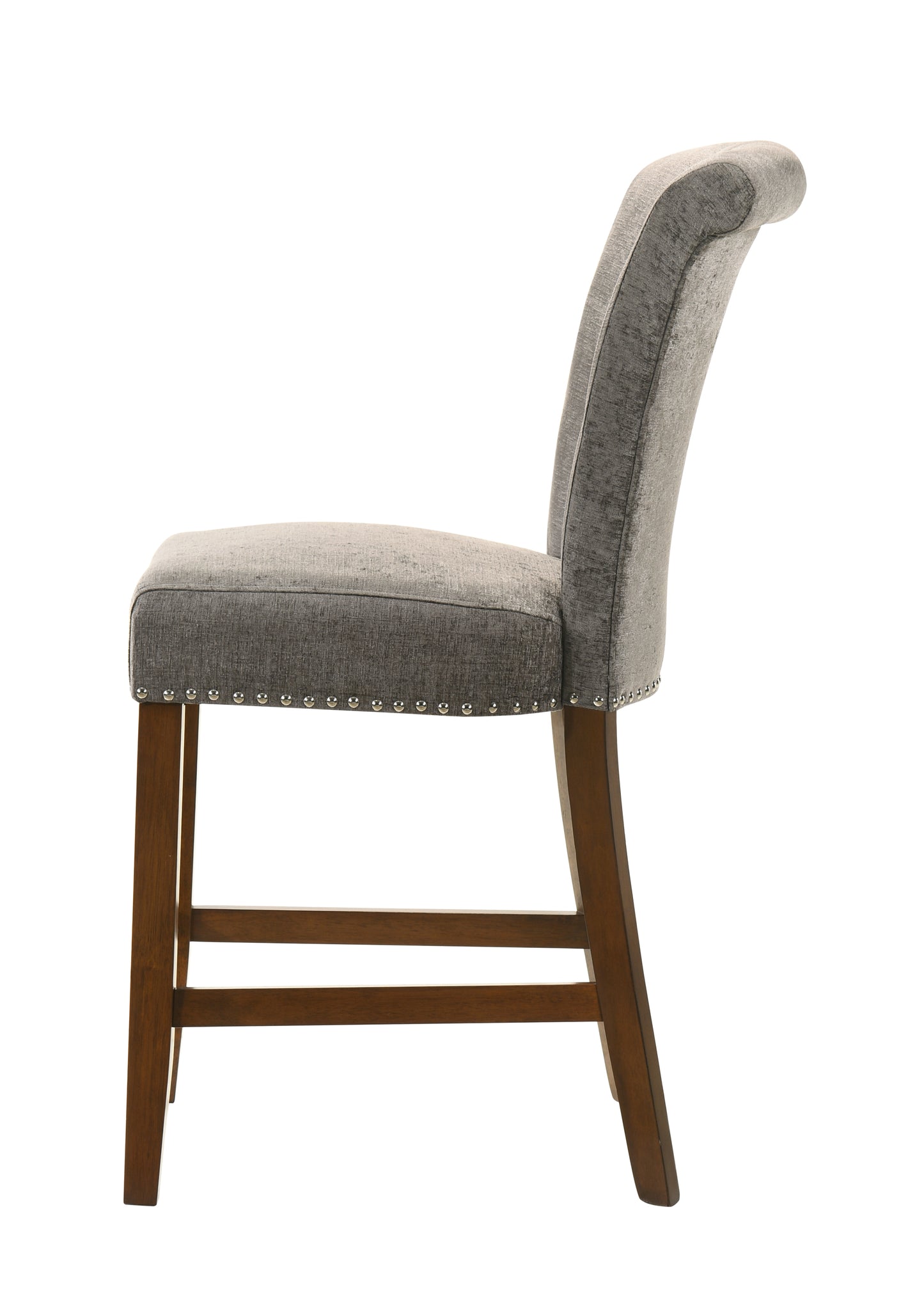 Auggie 20.5" Gray Fabric Counter Height Chair with Nailhead Trim