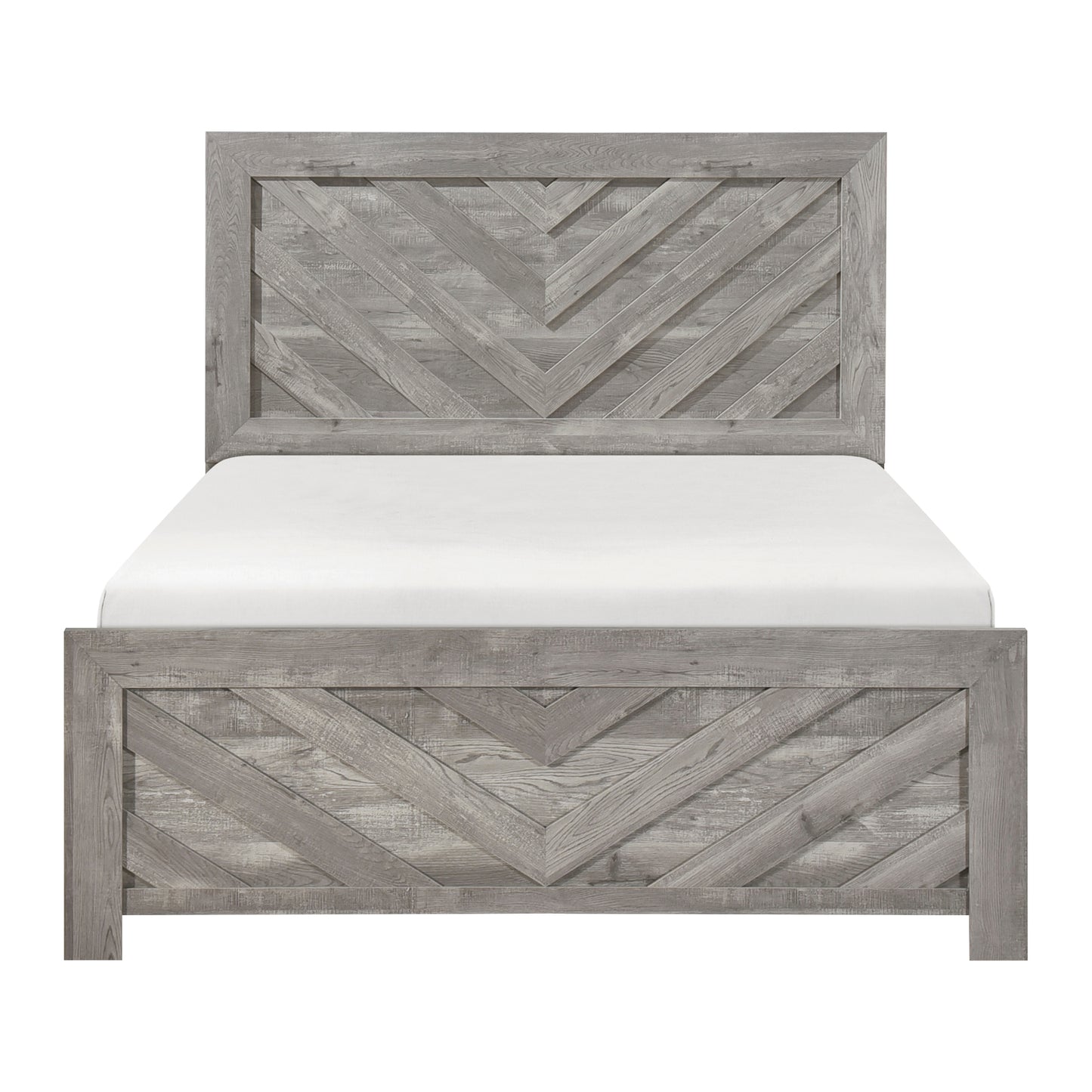 Contemporary Rustic Gray Finish Queen Size Panel Bed Wooden Bedroom Furniture 1pc, Bed in a Box