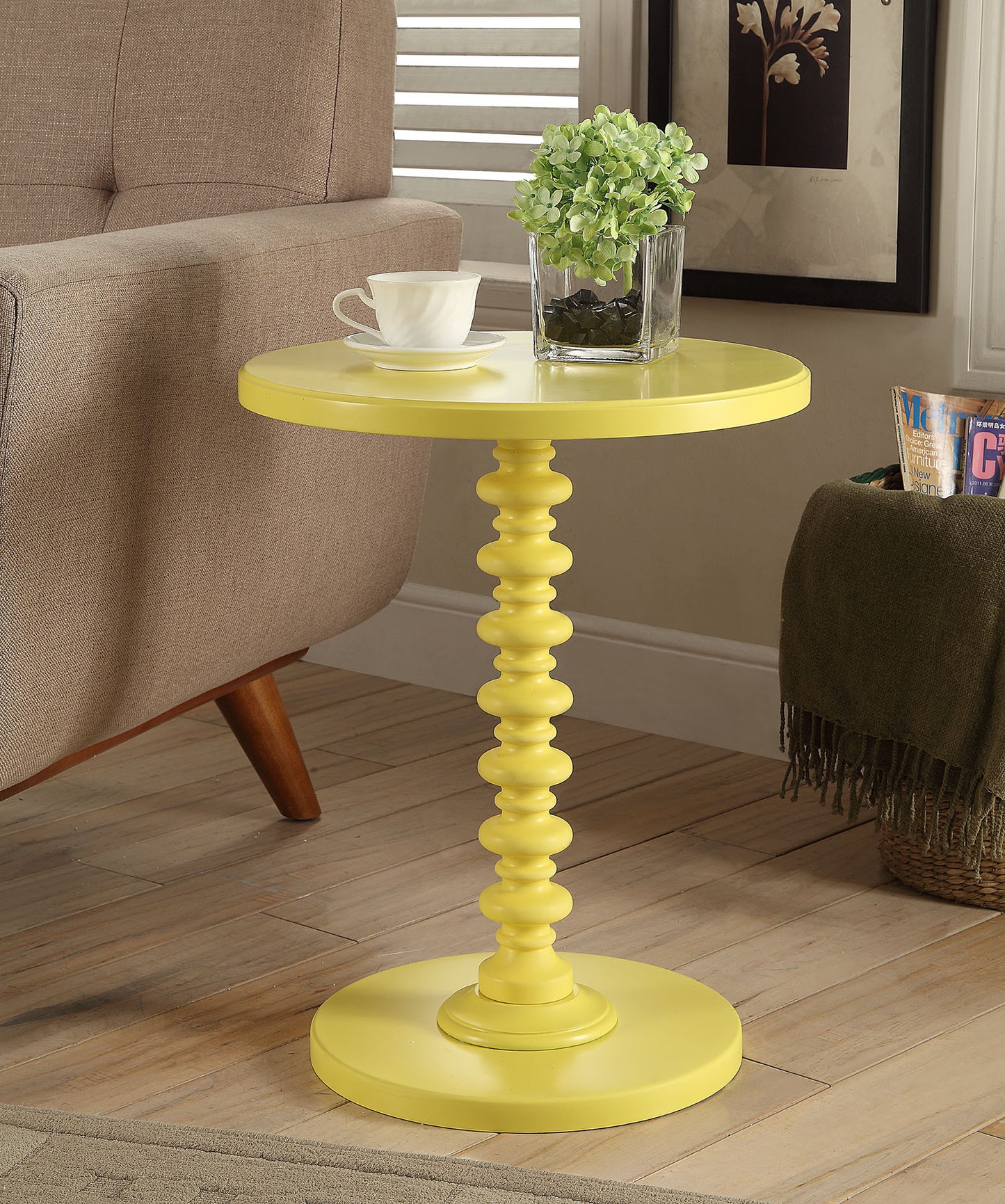 Acton Yellow Finish Accent Table