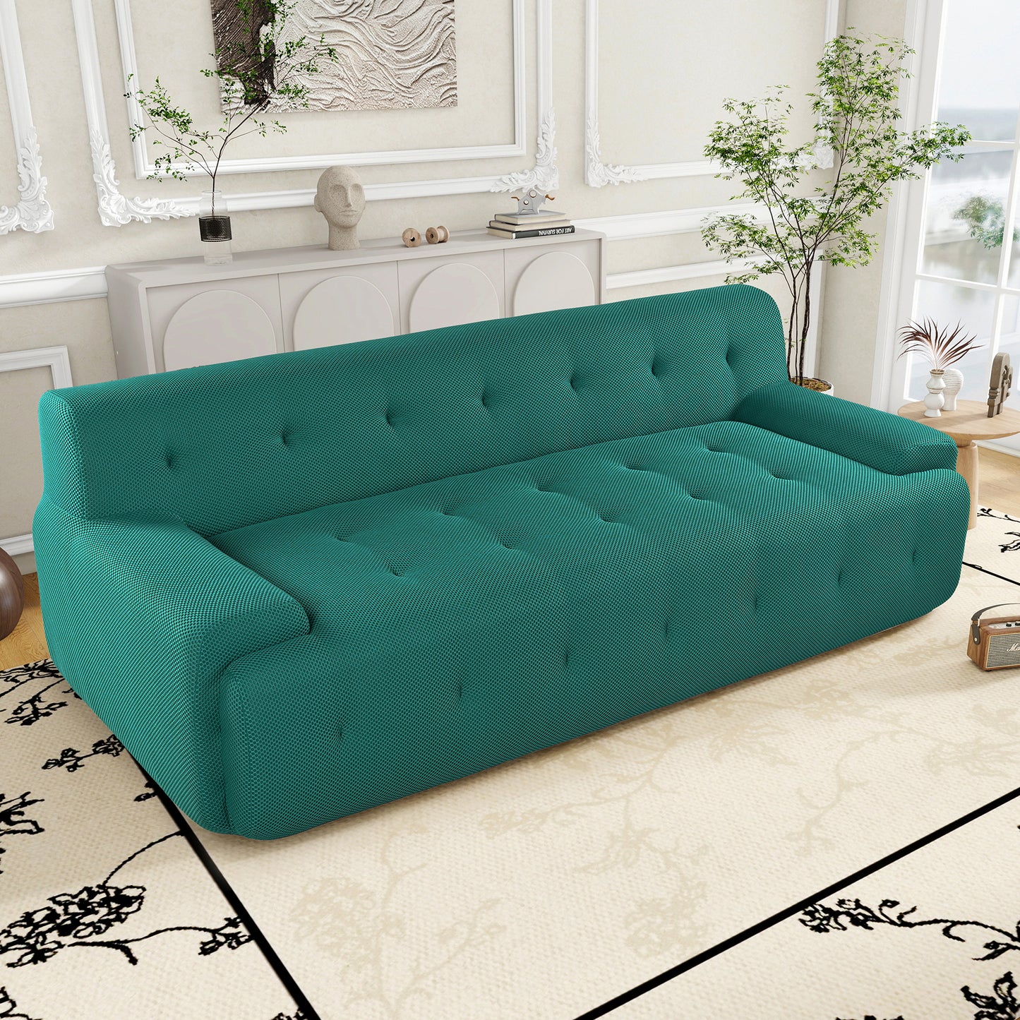 U_Style 86.2'' Modern Minimalist Style Tufted Design Upholstered Sofa, 3-Seat Compression Sofa for Living Room, Bedroom, and Apartment