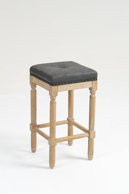 Tufted 26INCH stools Wooden counter stools  set of 2