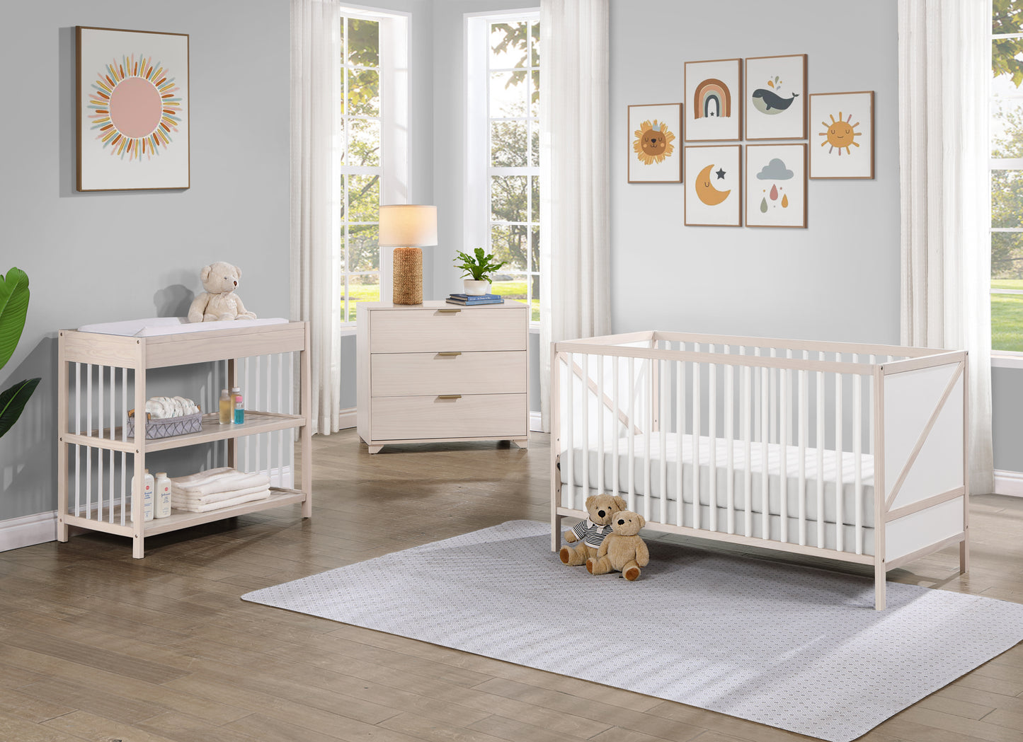 Pixie Zen 3-in-1 Crib in Washed Natural/White