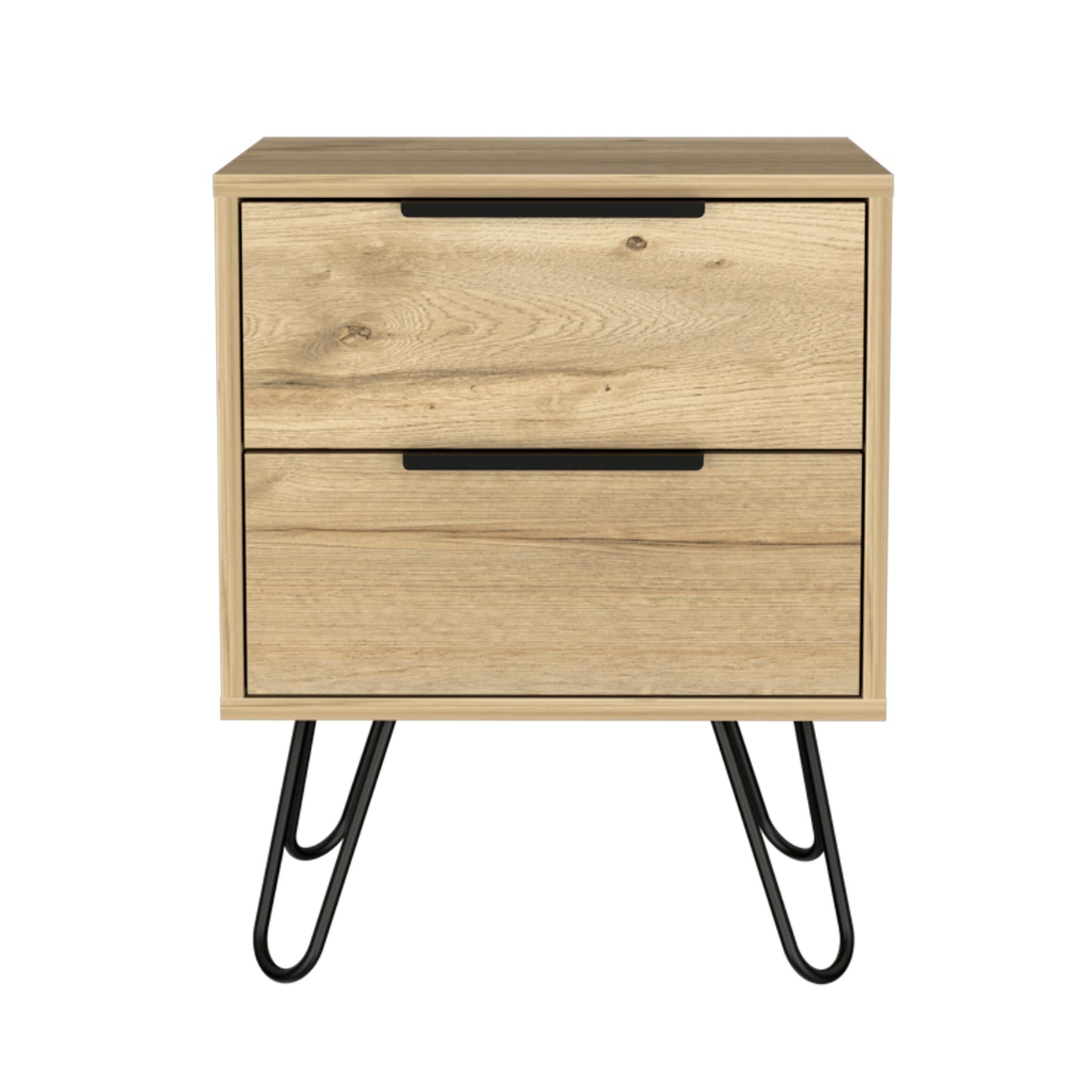 Light Oak 2-Drawer Rectangle Nightstand