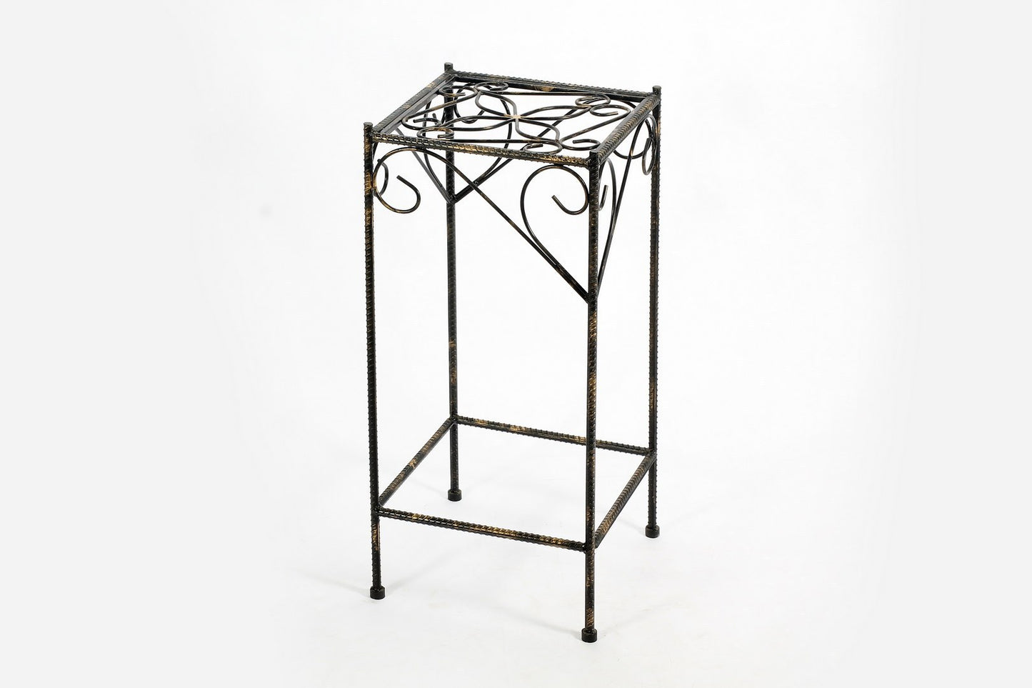 26.18" Large Celtic Clover Square Black / Gold Cast Metal Plant Stand
