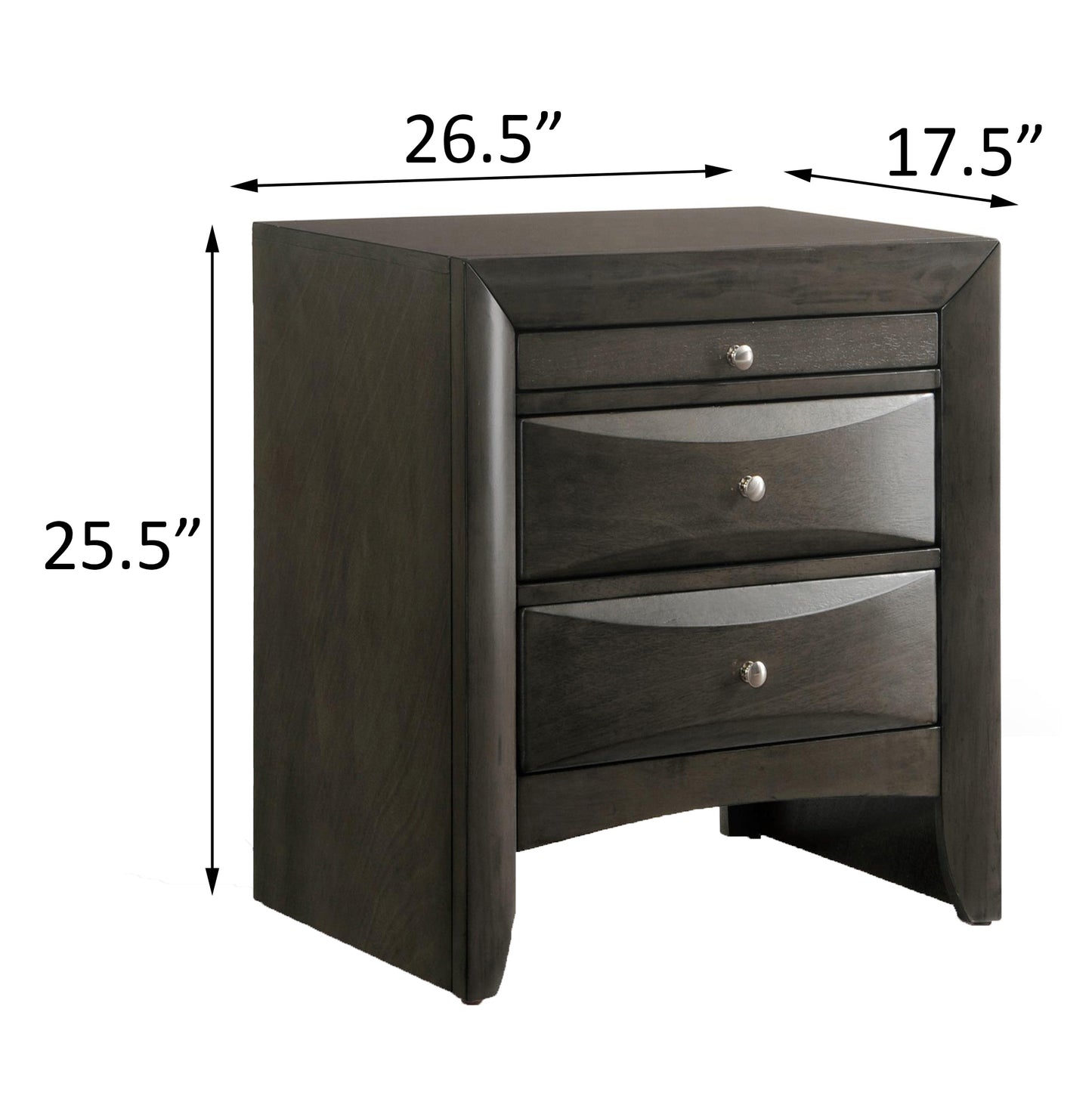 Grey Oak Nightstand with 2 Drawers