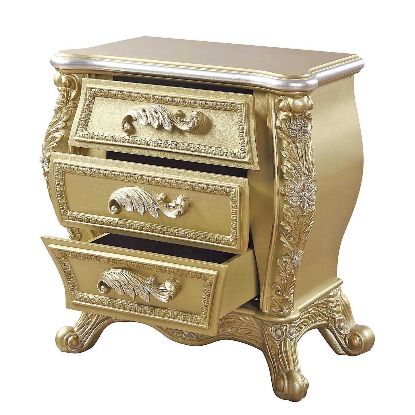Gold 3-Drawer Nightstand