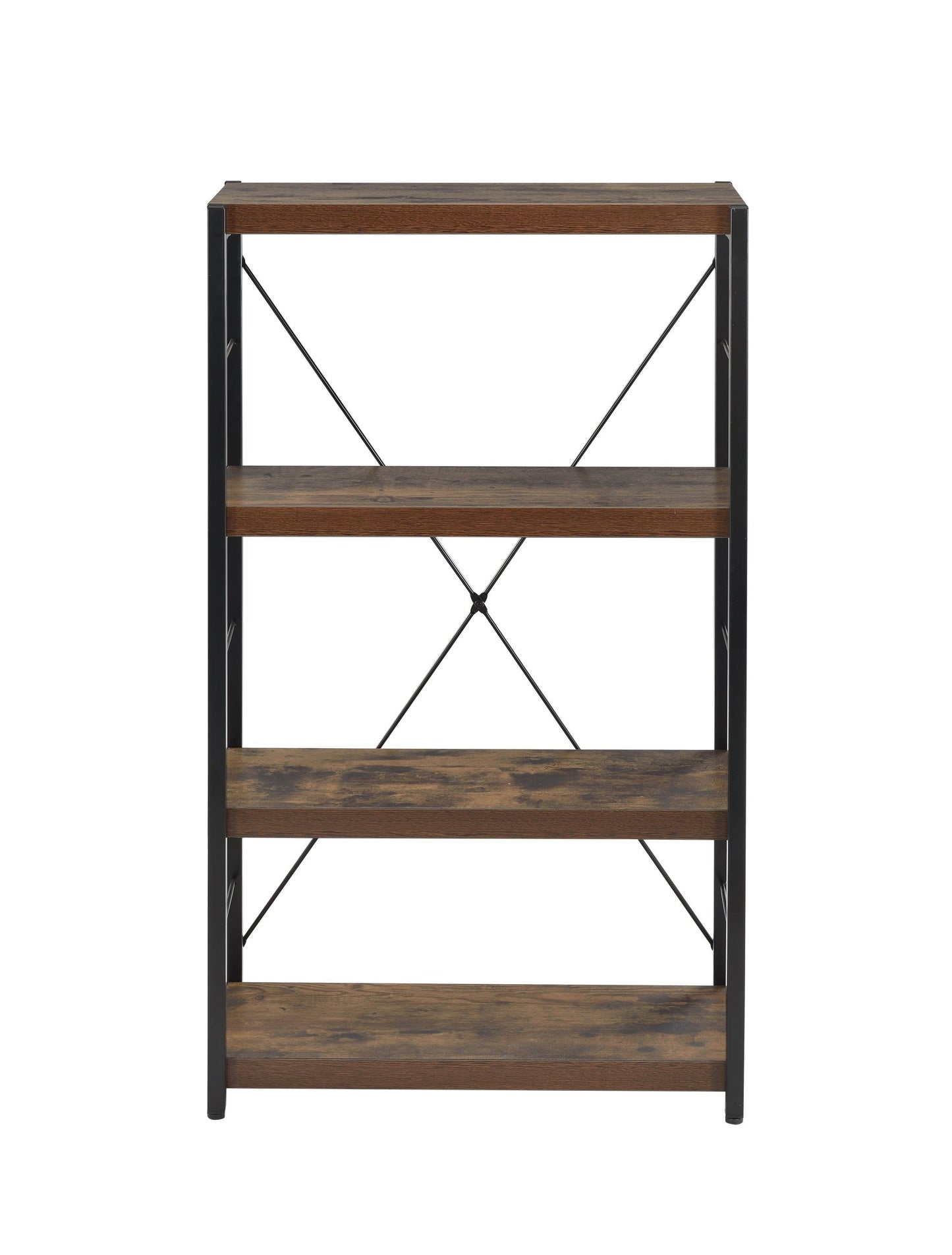 Weathered Oak and Black 3-shelf Bookcase