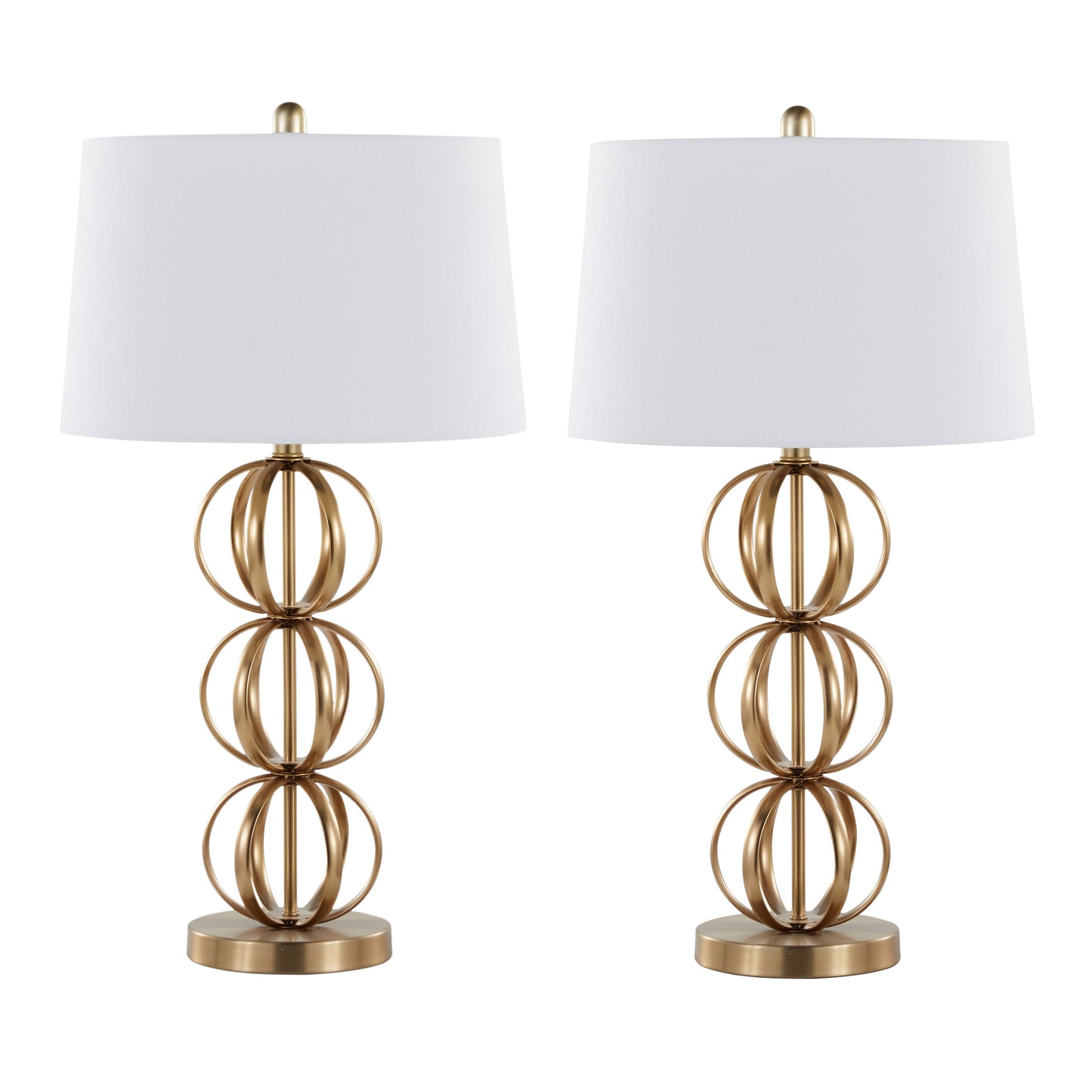 Linx 29' Contemporary Metal Table Lamp in Gold Metal and White Linen Shade from Grandview Gallery by LumiSource - Set of 2