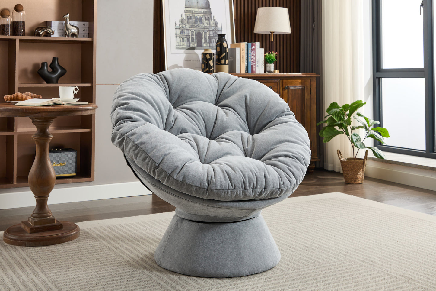 Oversized Swivel Accent Chair, 360 Swivel Barrel Chair, Papasan Chair for Living Room Bedroom