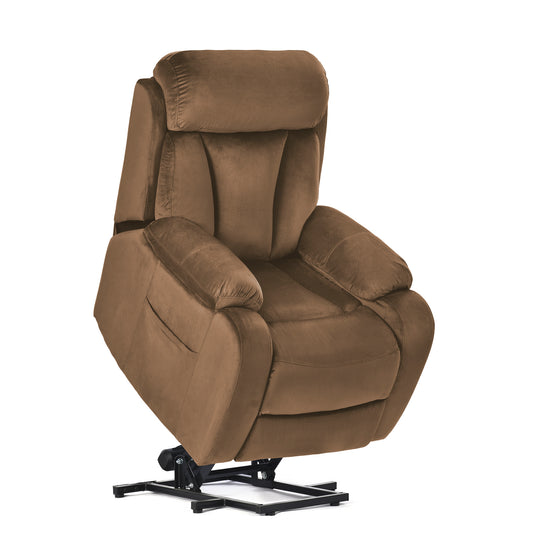 Lift Chair Recliner for Elderly Power Remote Control Recliner Sofa Relax Soft Chair Anti-skid Australia Cashmere Fabric Furniture Living Room(Brown)