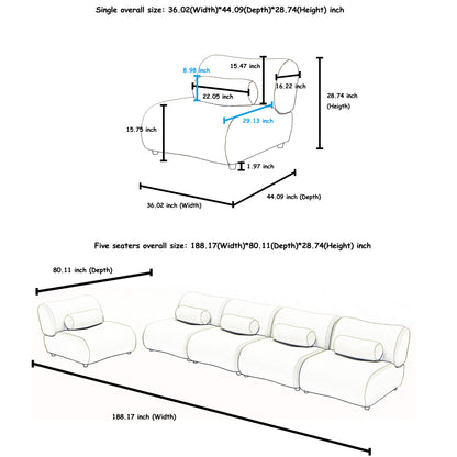 Black Modular L-Shaped Sofa with Moveable Headrests – Modern Chenille Fabric Sectional Couch with Hidden Legs & Cylindrical Pillows – Perfect for Living Rooms, Large Seating, and Customizable Layouts