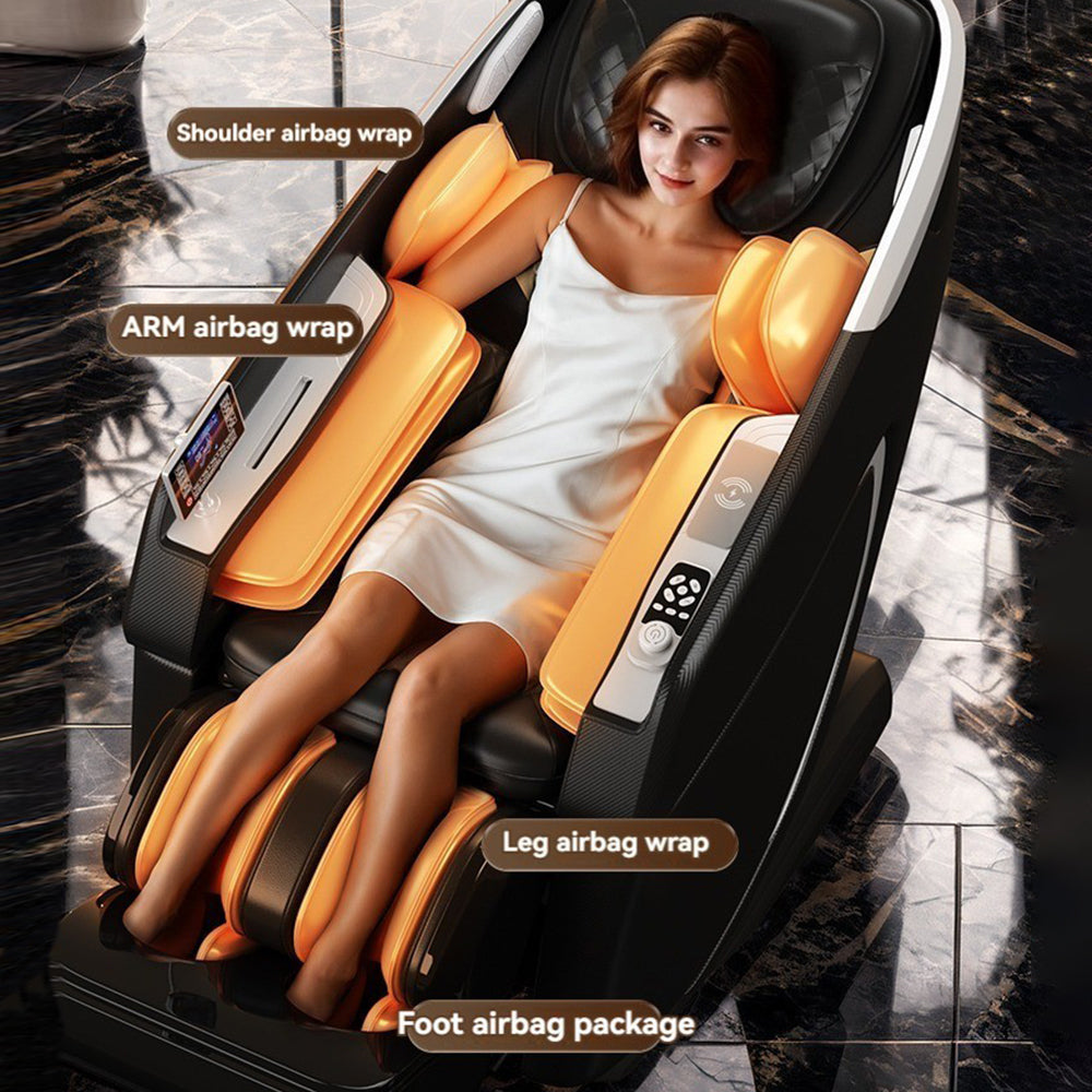 4D Massage Chair, Full Body Recliner  Zero Gravity with SL Track,Wireless charging,Automatic Body Scan,human touch,Heating,Bluetooth,Foot Rollers,Airbags & Extendable Footrest