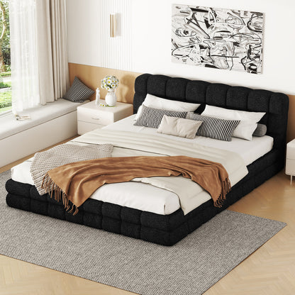 Queen Size Upholstered Platform Bed, Black