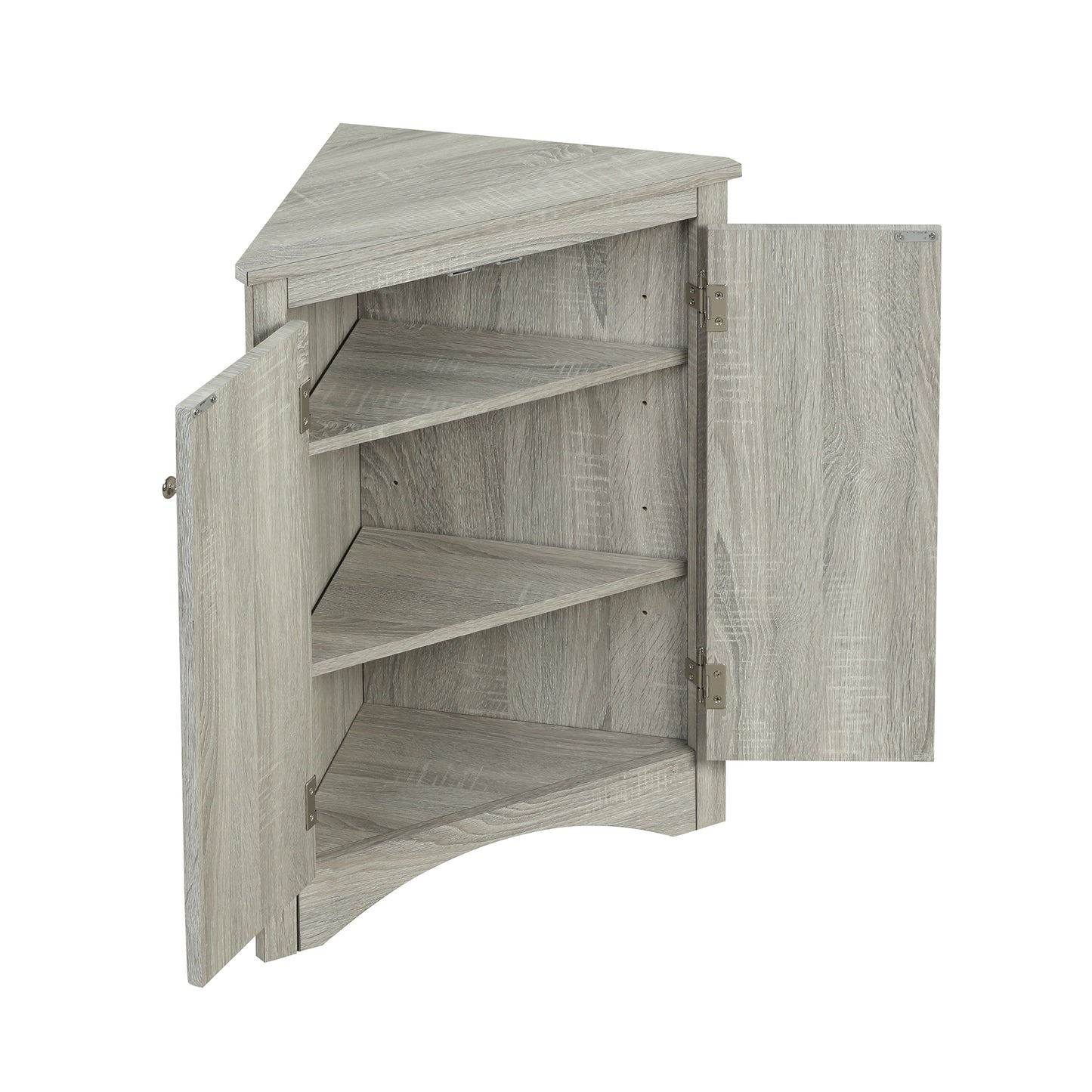 Oak Triangle Bathroom Storage Cabinet with Adjustable Shelves, Freestanding Floor Cabinet for Home Kitchen