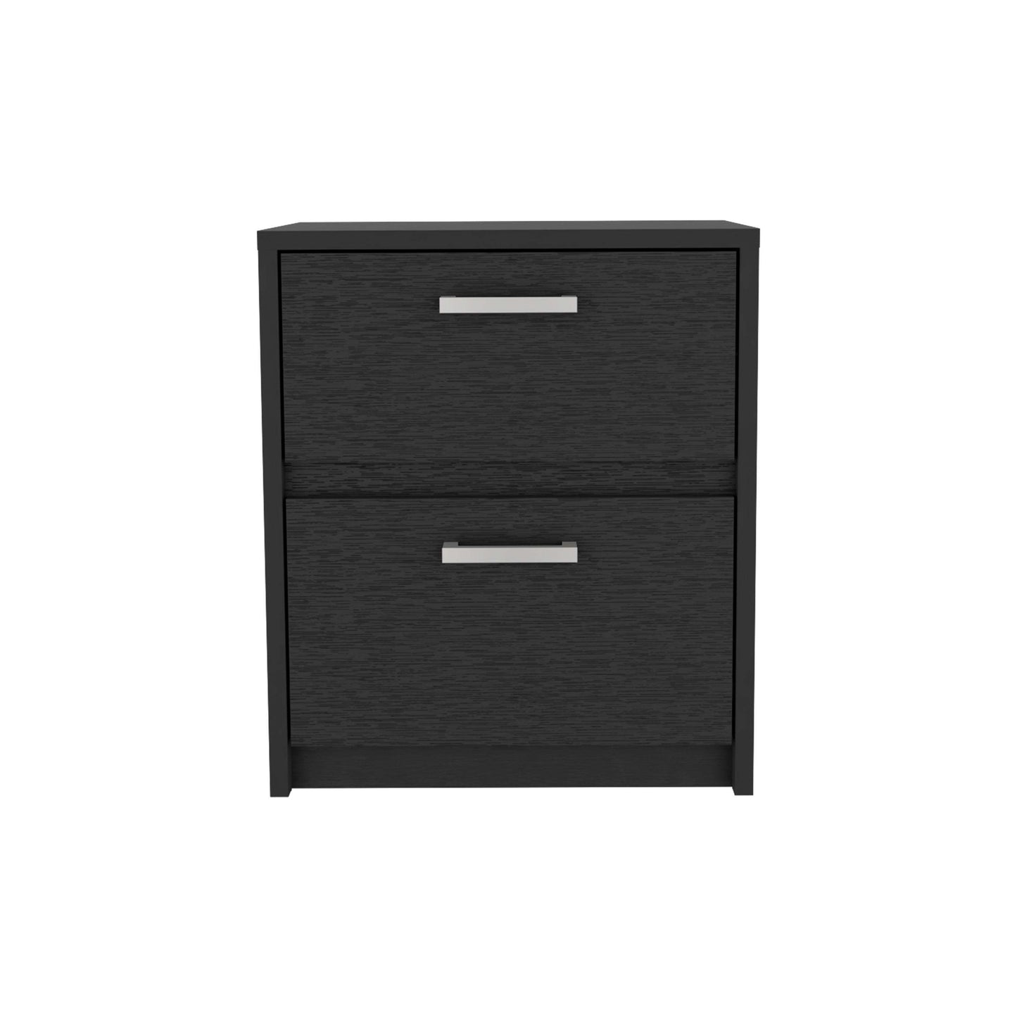 Trivor 2 Drawers Nightstand , End Table, Side Table Metal Handles -Black