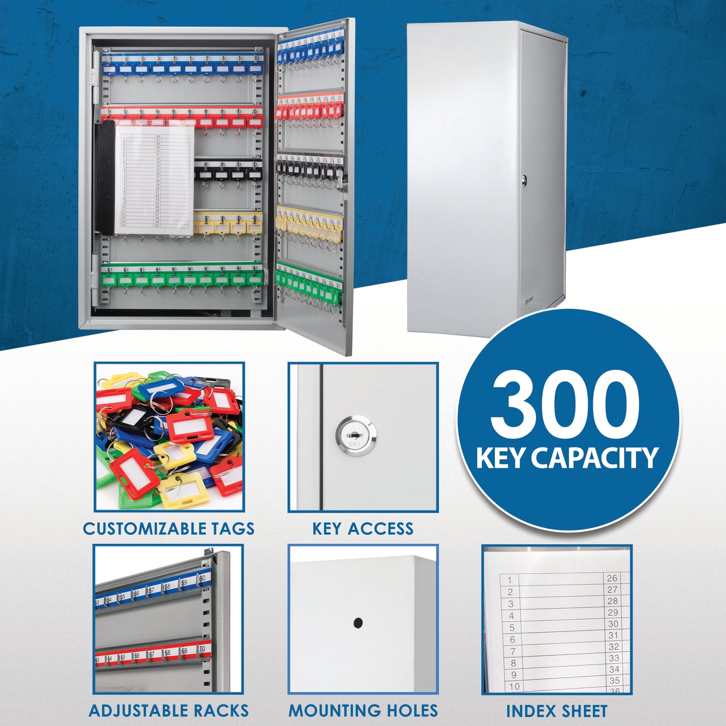 300 Key Adjustable Key Cabinet With Key Lock