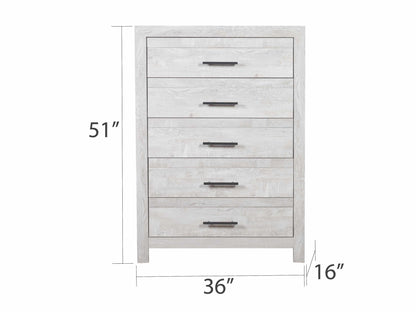 King 5PC Modern Style Storage Bedroom Set Made with Wood in Gray