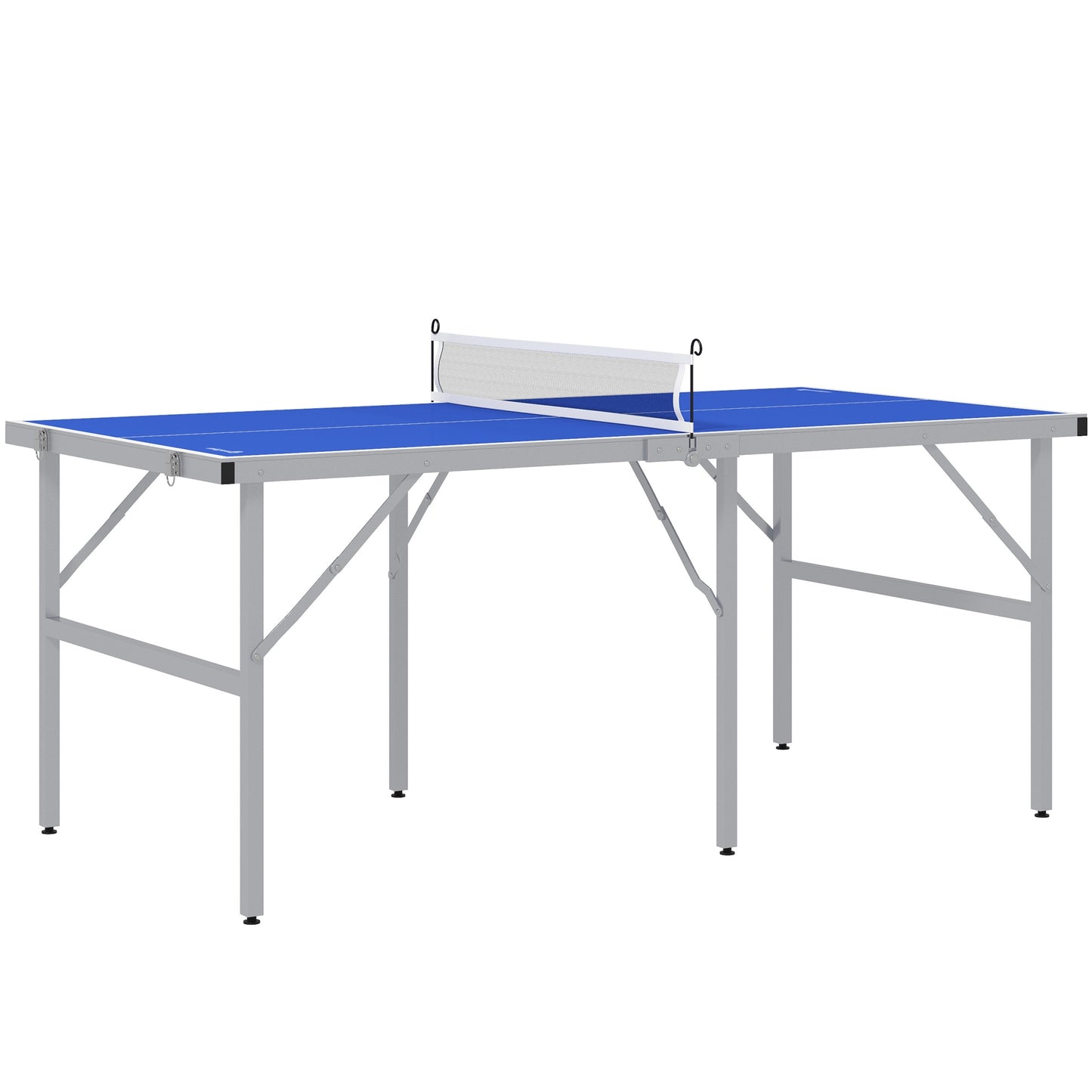 Soozier Mini Ping Pong Table Set for Outdoor and Indoor, Foldable Table Tennis Table with Net, 2 Paddles, 3 Balls, Adjustable Feet, Easy Assembly, Blue