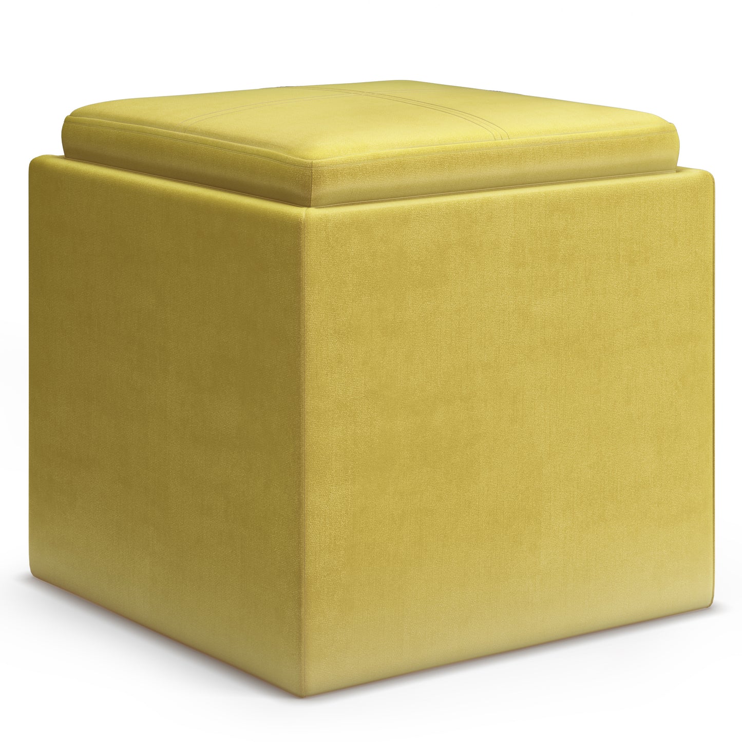 Rockwood - Cube Storage Ottoman with Tray - Dijon Yellow