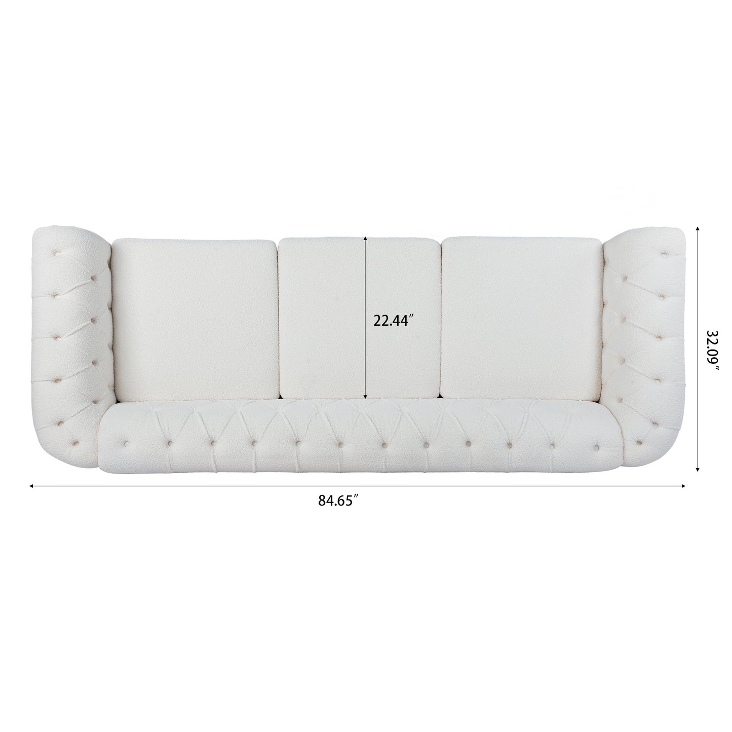 84.65" Rolled Arm Chesterfield 3 Seater Sofa