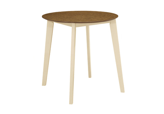 Dining Table, 30" Round, Small, Kitchen, Dining Room, Oak And Cream, Wood Legs, Transitional