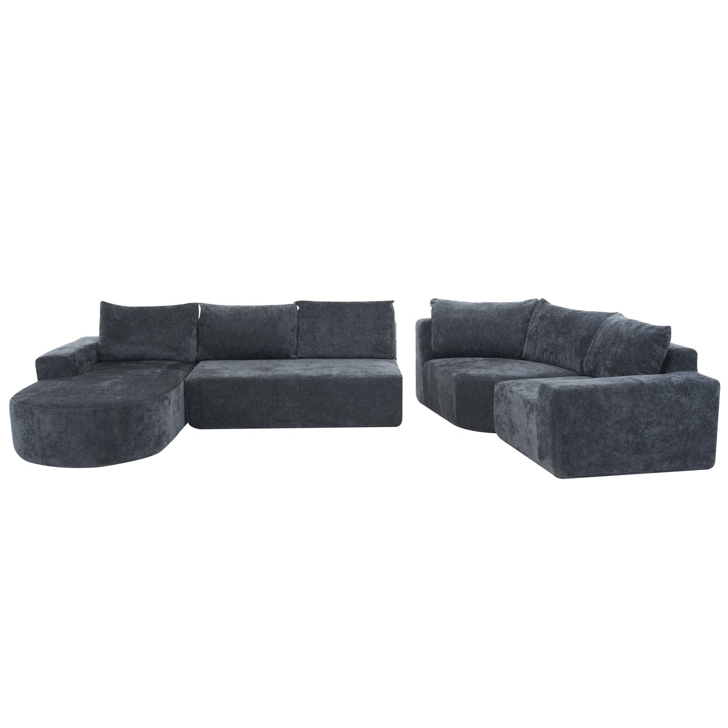 141.7" Oversized Modular Sofa Cloud Sectional Sofa Set Upholstered Couches U-shaped Sofa with Deep Seat for Living Room, Grey