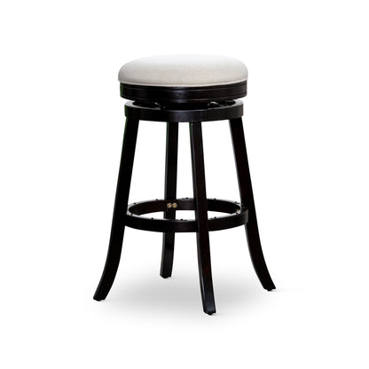 30" Bar Stool, Espresso Finish, Beige Fabric Seat