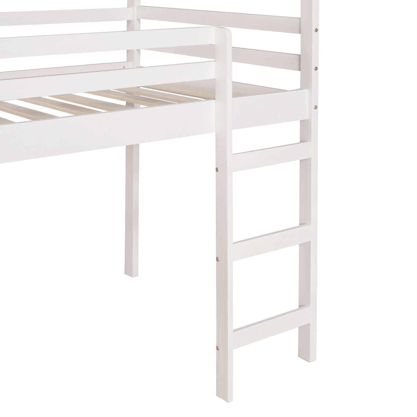 Twin Loft Bed with Slide, House Bed with Slide,White(OLD SKU :WF286245AAK)