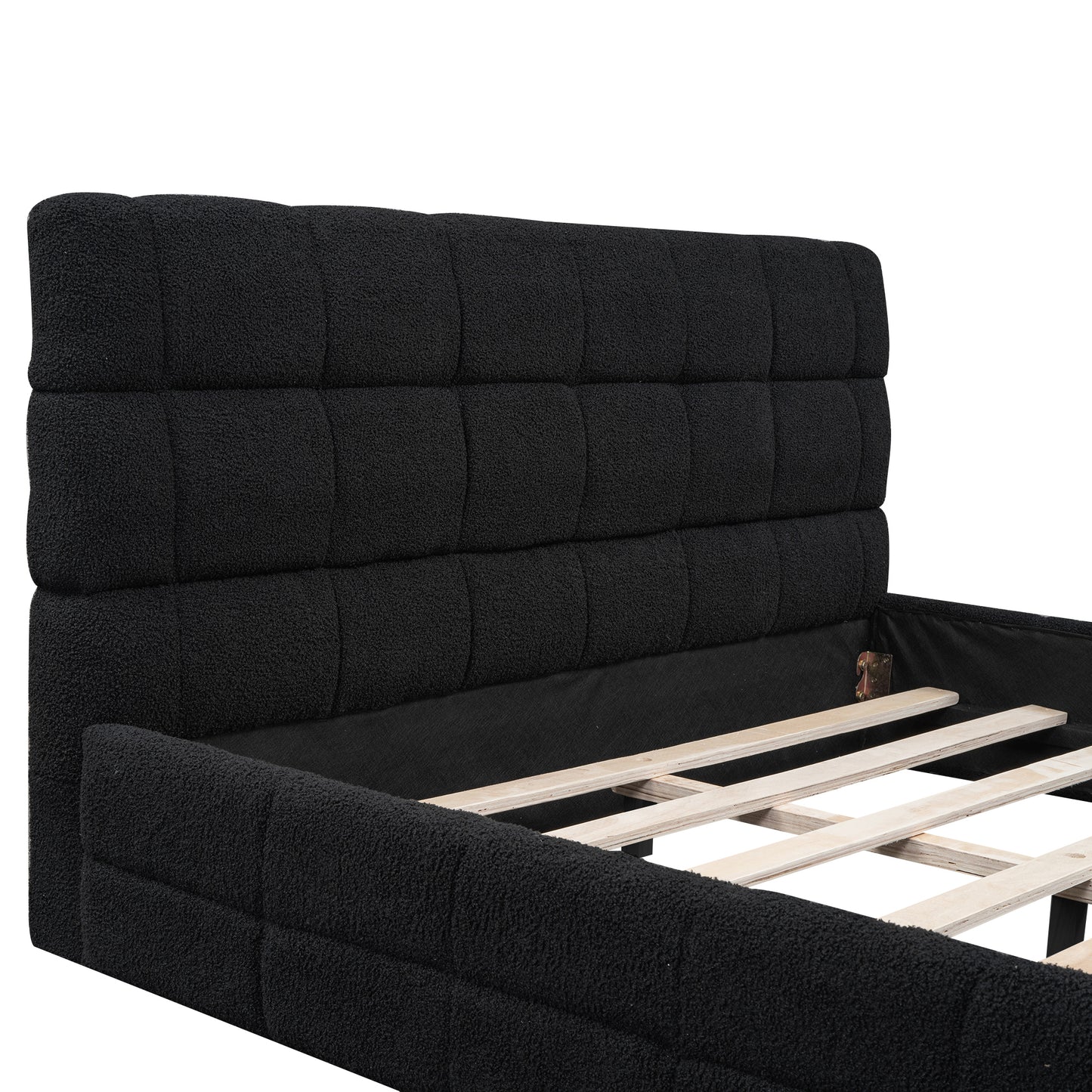 Queen Size Upholstered Platform Bed, Black