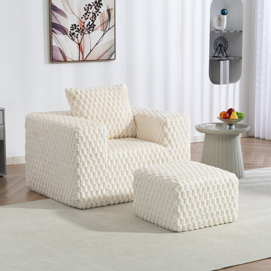 Lingge corduroy compression sofa with Ottoman-33006