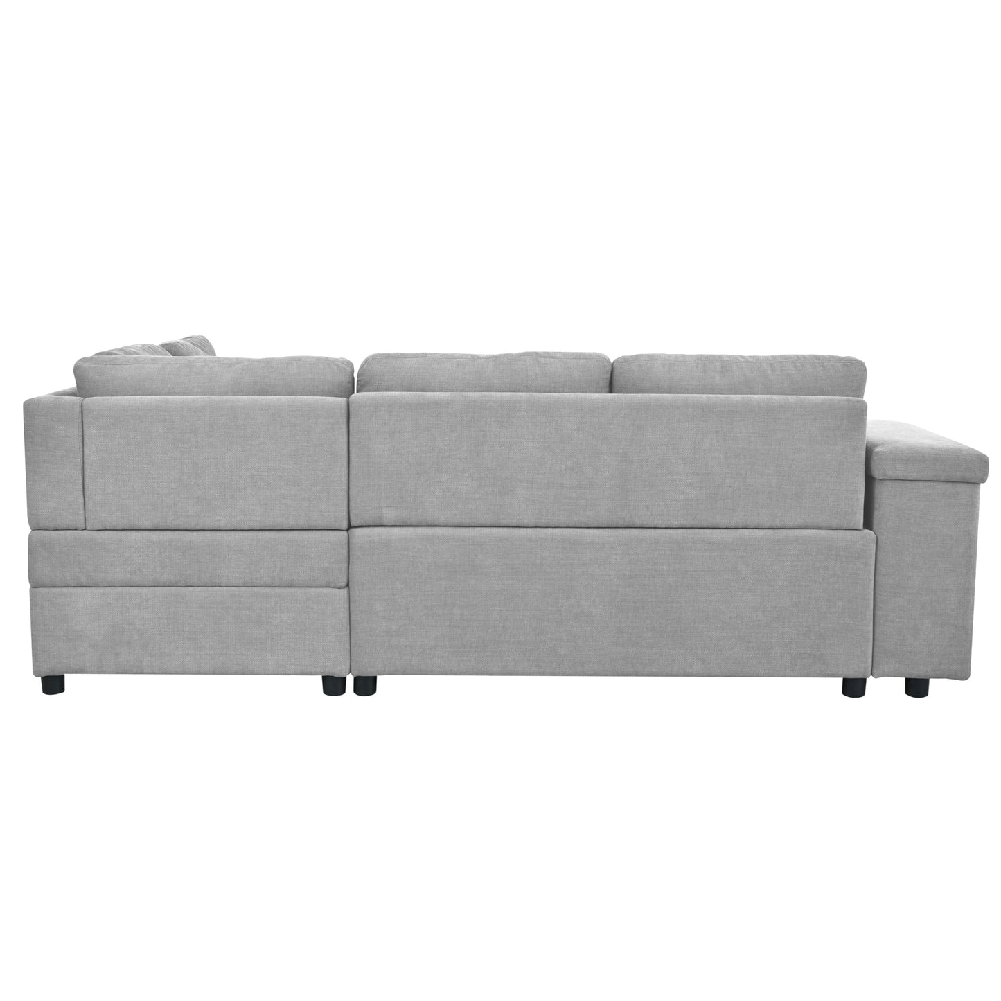 Mirod 91.5-Inch L Shaped Couch with Pull Out Bed and Storage Sectional Sleeper Sofa with Hidden Storage , Wide Armrest with storage,for Living Room, Apartment, Bedroom, Office