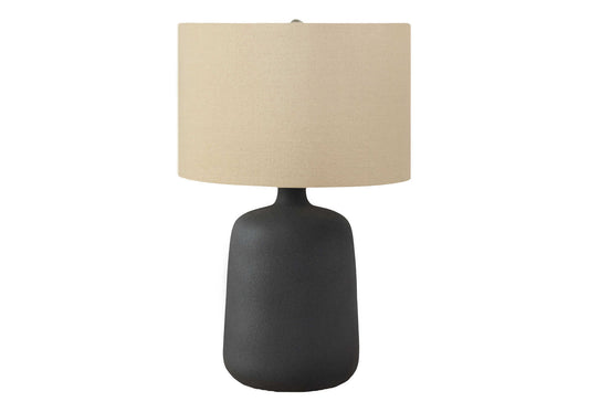 Lighting, 24"h, Table Lamp, Black Ceramic, Beige Shade, Contemporary