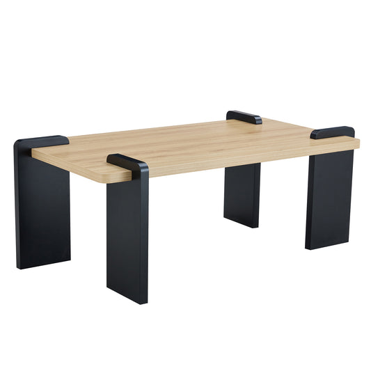 Natural Wood-Colored MDF Coffee Table, Suitable for Modern Minimalist Living Rooms and Leisure Areas, With Product Dimensions of 39.3*23.6*17.7 inches