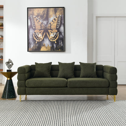 3-seater + 2-seater Combination sofa.Green teddy