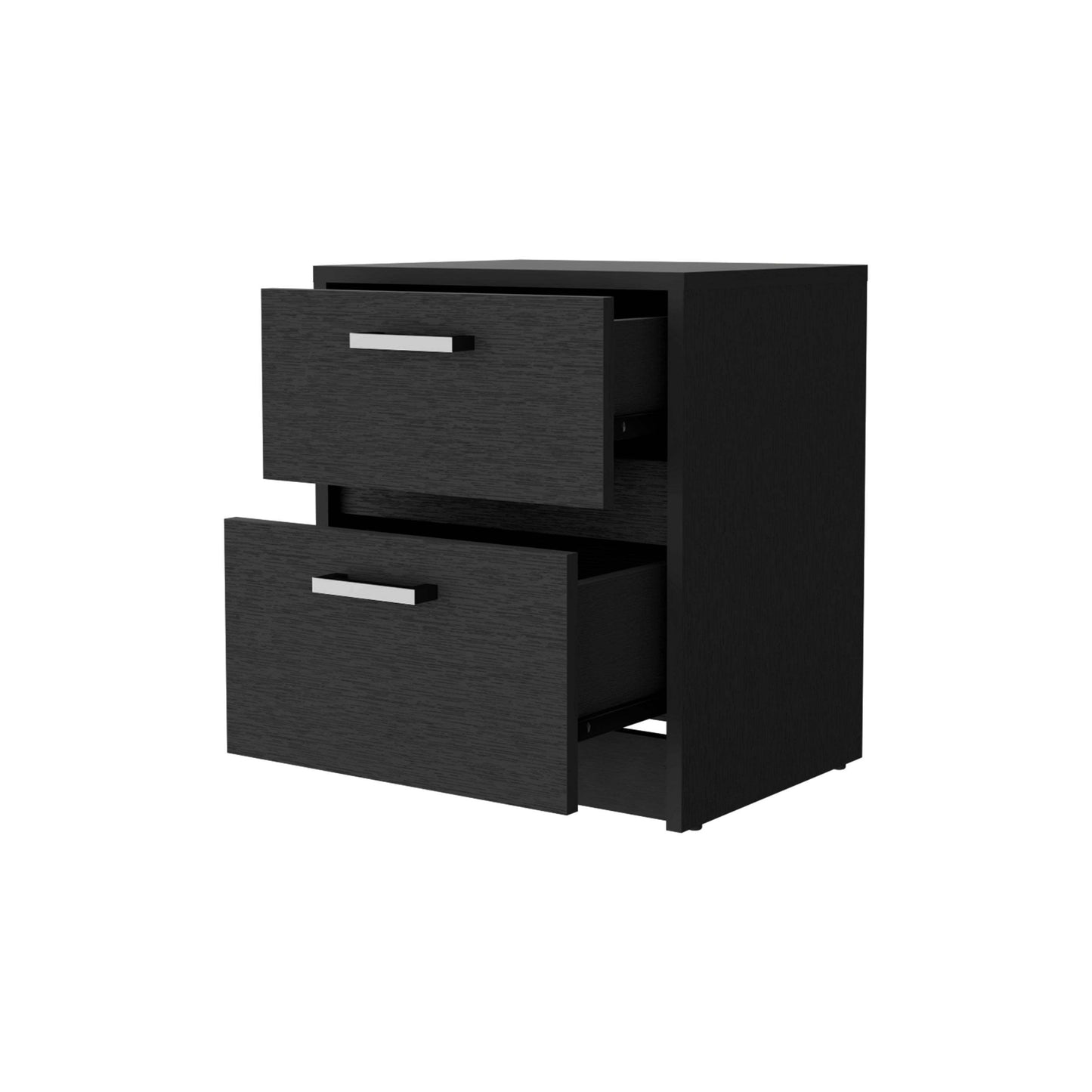 Black 2-Drawer Nightstand