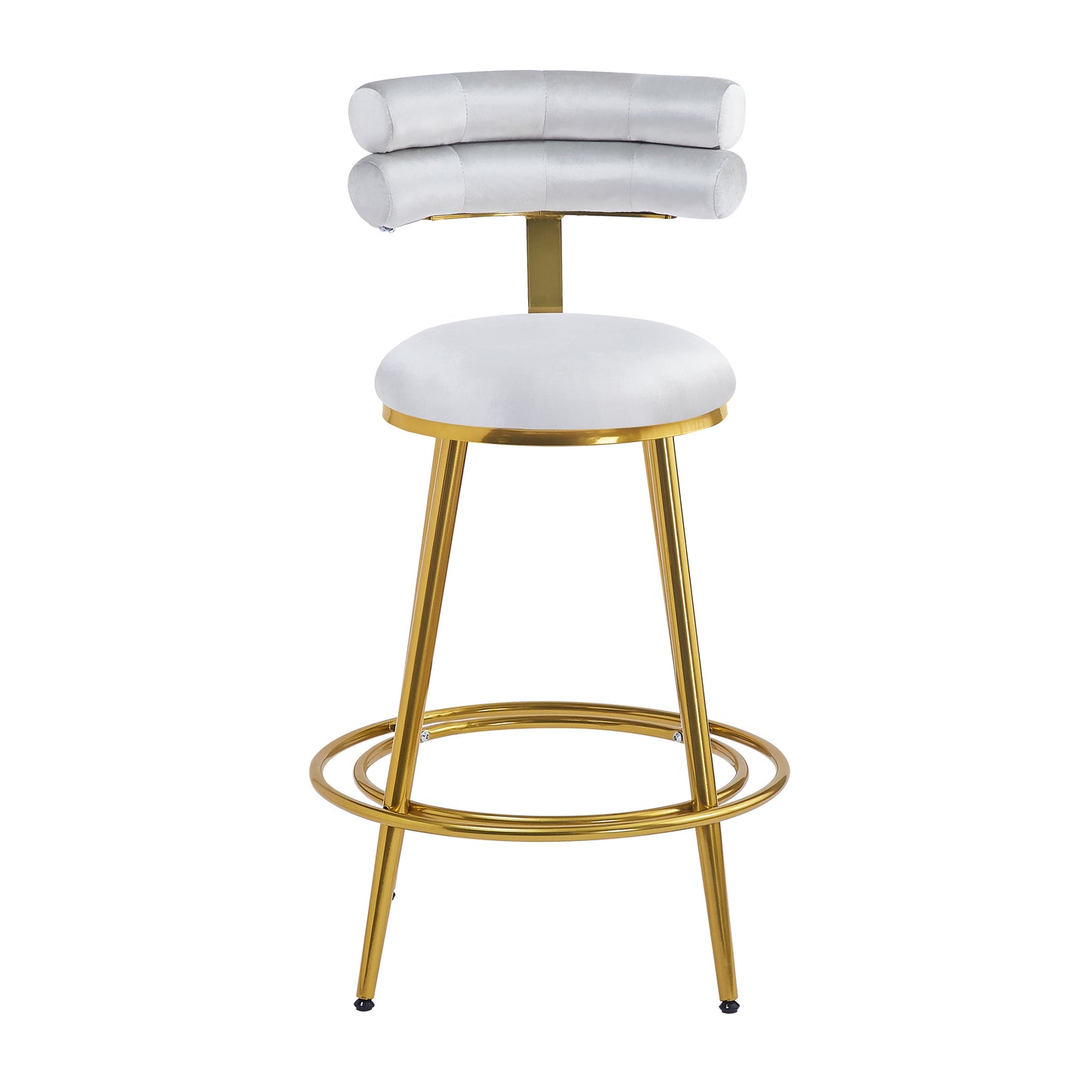 27.65'' Modern Counter Stools Set of 2,Light gray velvet Counter Stools with iron Frame,Soft back and cushion,Footrest,suitable for Kitchen/Bedroom/Dining Room