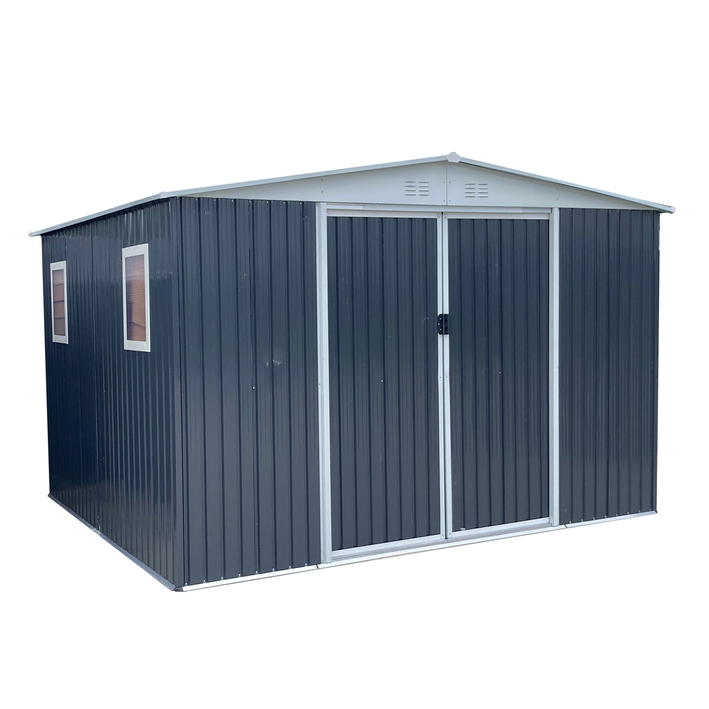 Outdoor Storage Garden Shed 12FTx10FT Apex Roof Grey With 4 windows and Aluminum alloy frame