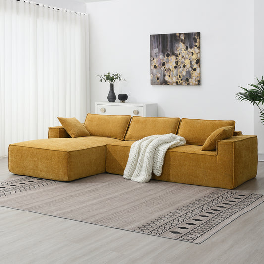 111.5*72" Minimalist Style Modular Sectional Sofa,Wrinkle-resistant Chenille Couch Set,L-Shaped Compressed Sofa for Living Room,2 PIC Free Combination,No Assembly Require,3 Colors