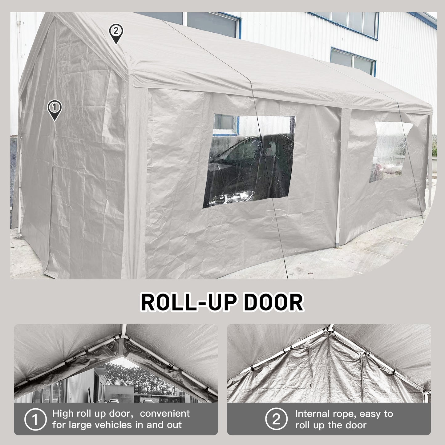 Carport, 10×20 Heavy Duty Portable Carport Garage Tent for Outdoor Storage Shelter white