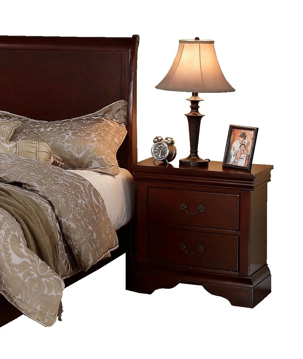 Contemporary Bedroom Furniture Nightstand Cherry Finish 2 x Drawers Bed Side Table Pine wood