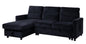 Ivy 81.5" Black Velvet Reversible Sleeper Sectional Sofa with Storage Chaise and Side Pocket