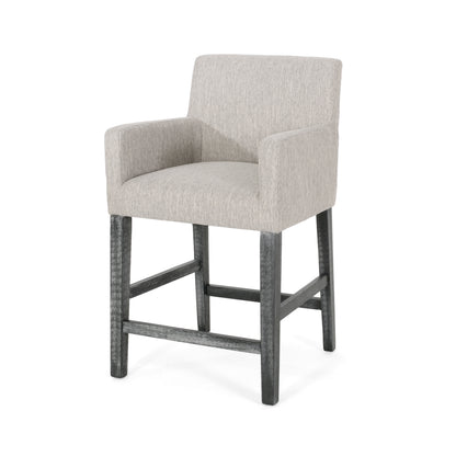 Upholstered 26 inch Counter Stool - Light Gray/Gray