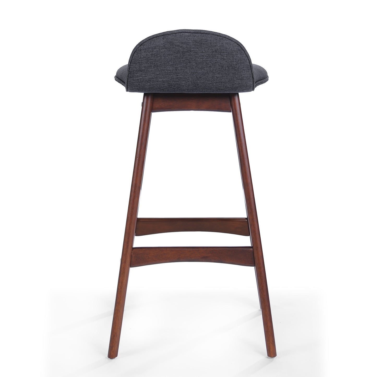 28.5" Mid-Century Modern Upholstered Low Back Barstools (Set of 2), Charcoal, Walnut Finish