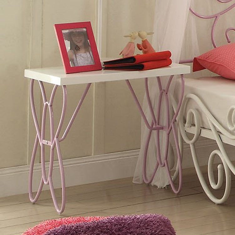 White and Light Purple Nightstand
