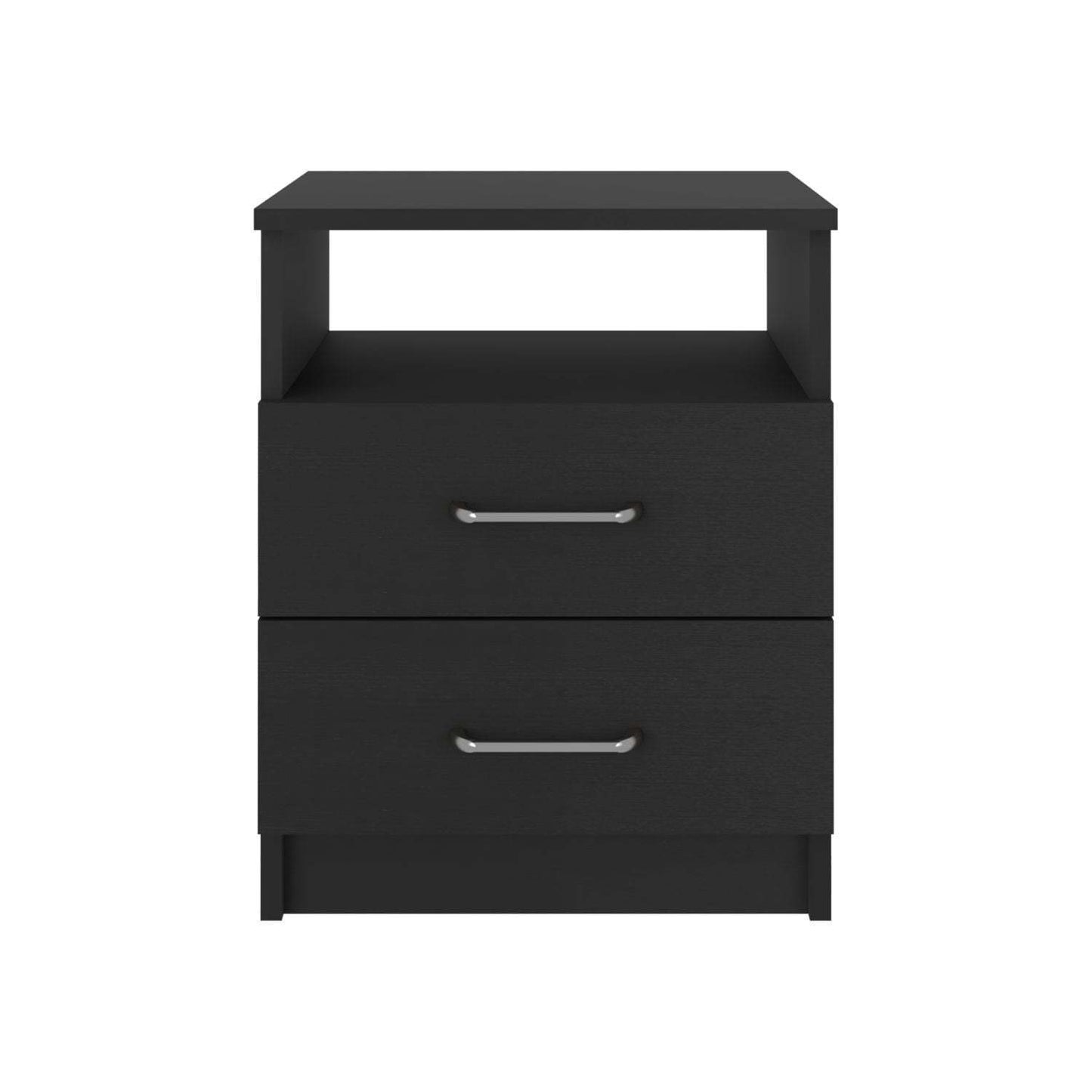 Napoles Nightstand , End Table, Side Table Superior Top, Two Drawers, One Shelf -Black
